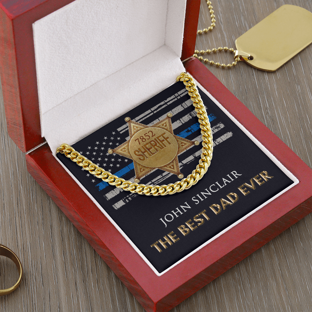Personalized Best Sheriff Dad Cuban Link Chain