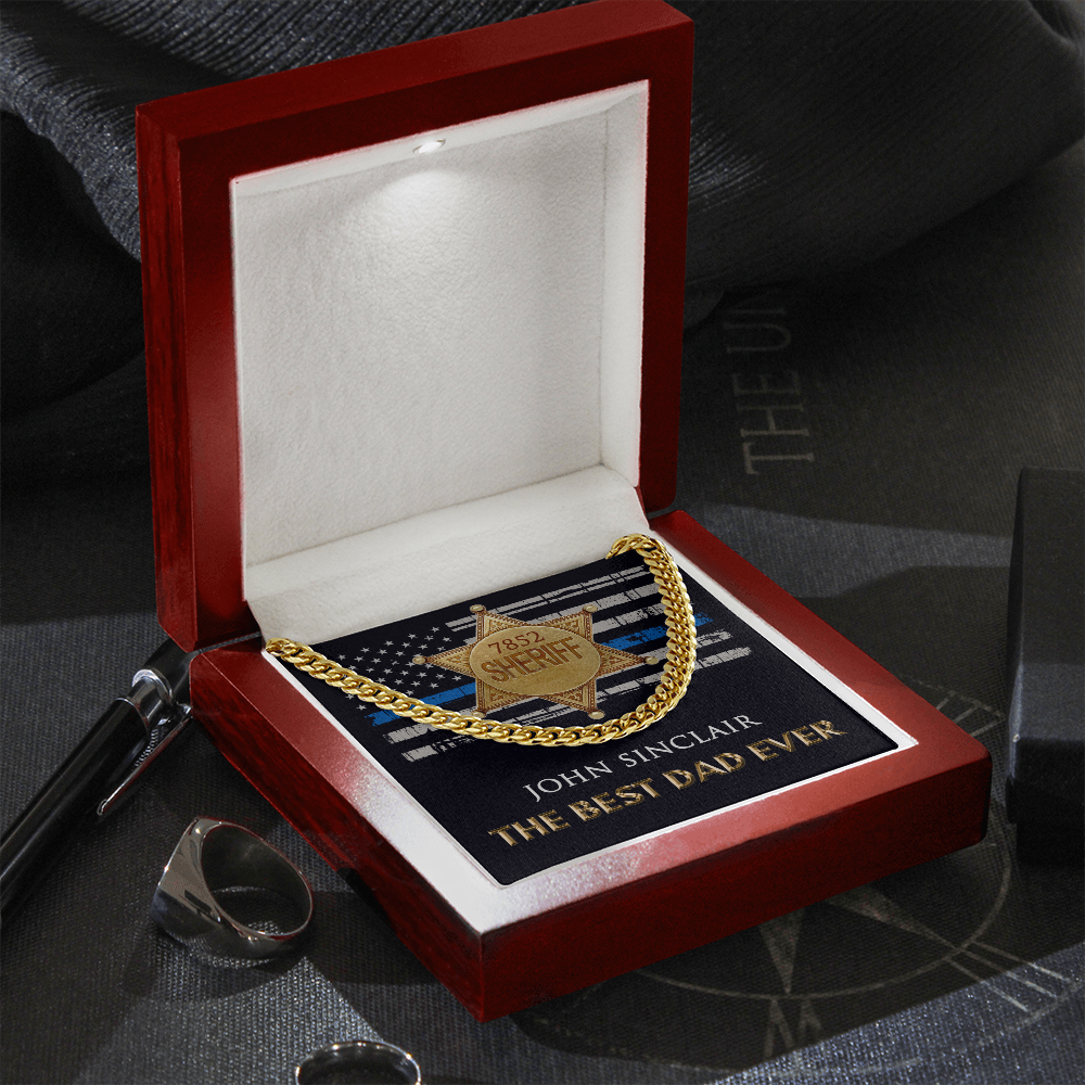 Personalized Best Sheriff Dad Cuban Link Chain