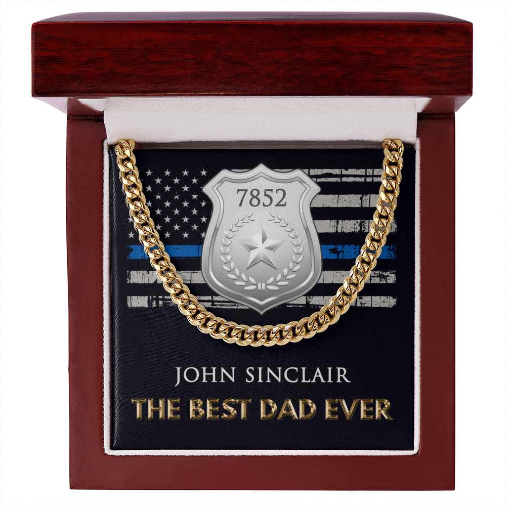 Personalized Best Police Dad Cuban Link Chain