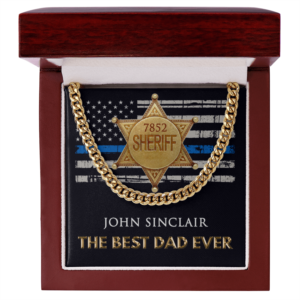 Personalized Best Sheriff Dad Cuban Link Chain