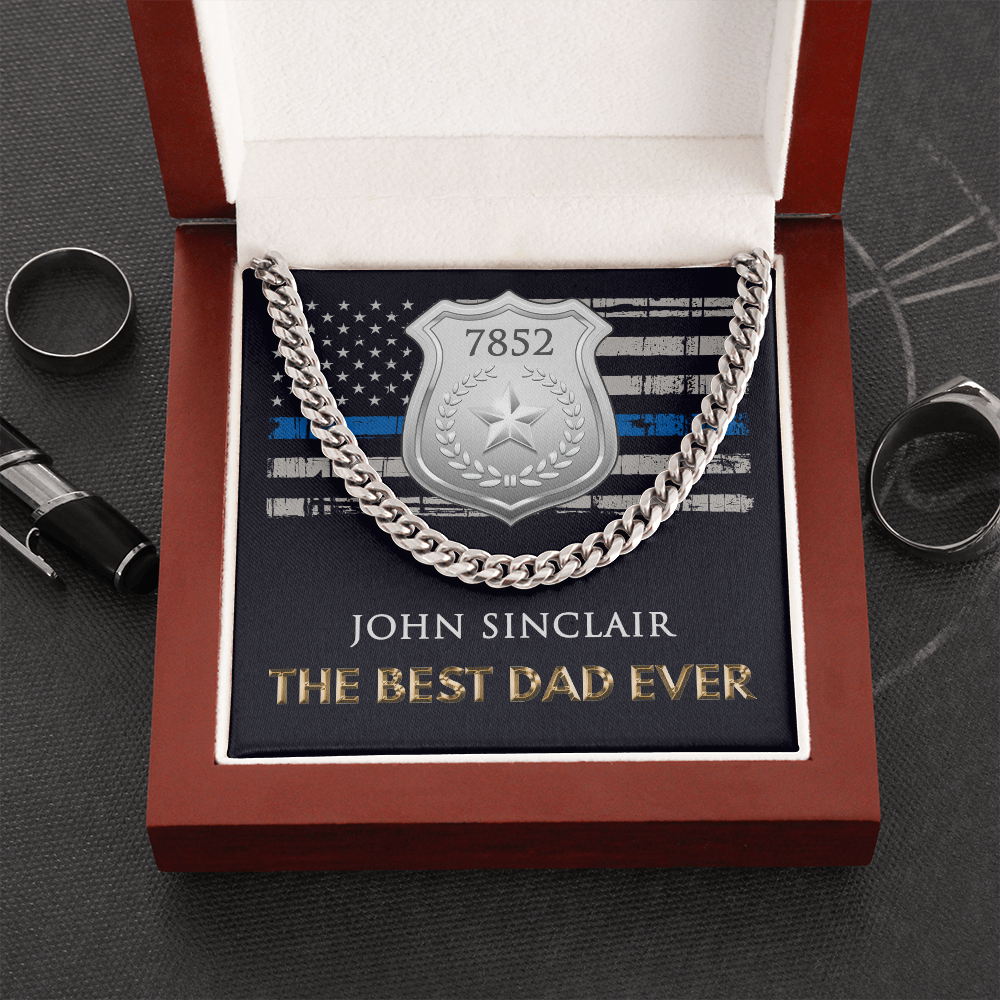 Personalized Best Police Dad Cuban Link Chain