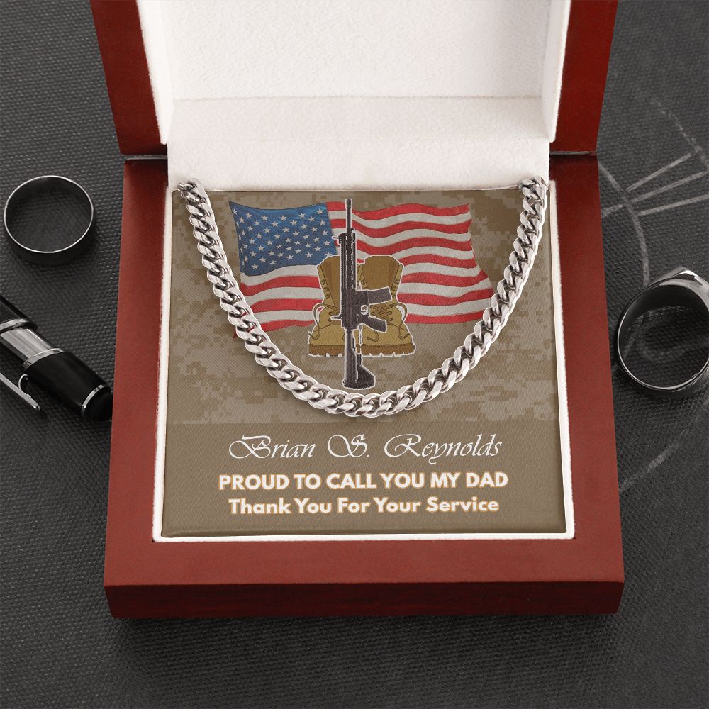 Marine Veteran Dad Personalized Cuban Link Chain