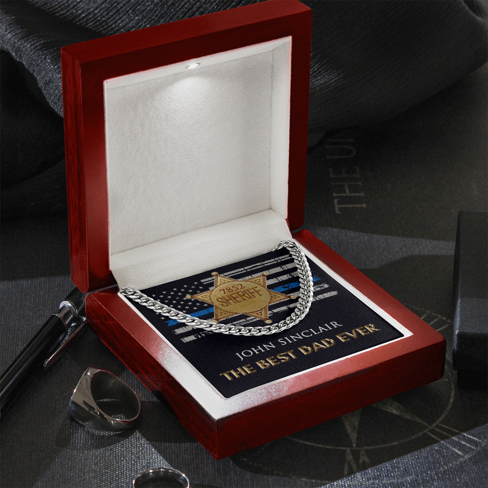 Personalized Best Sheriff Dad Cuban Link Chain