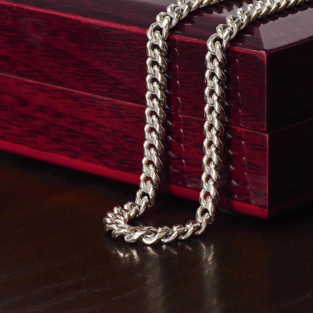 Bar Mitzvah Personalized Message Card Cuban Link Chain