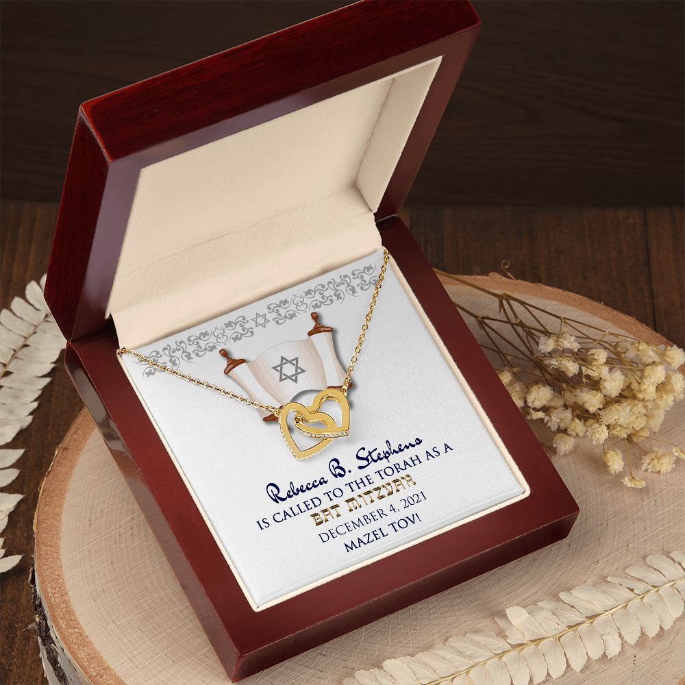 Bat Mitzvah Personalized Message Card Necklace