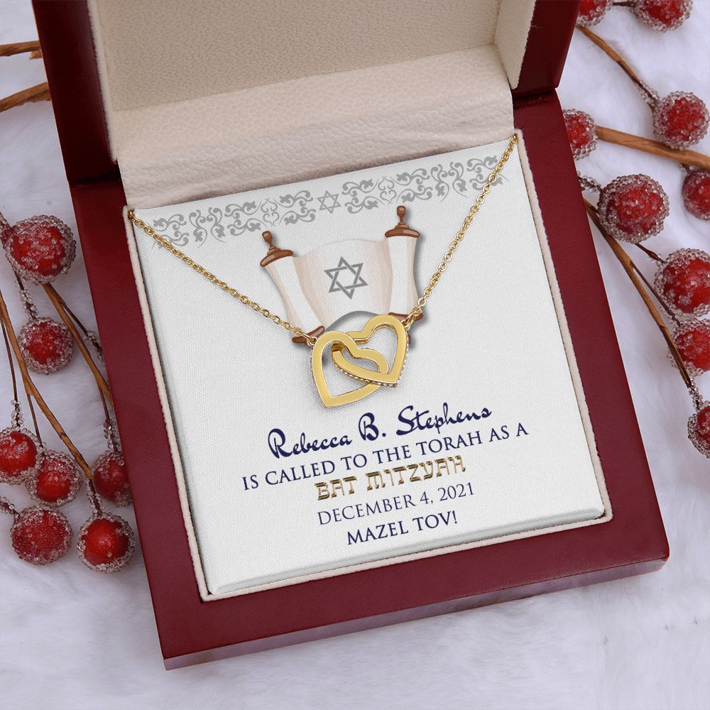 Bat Mitzvah Personalized Message Card Necklace