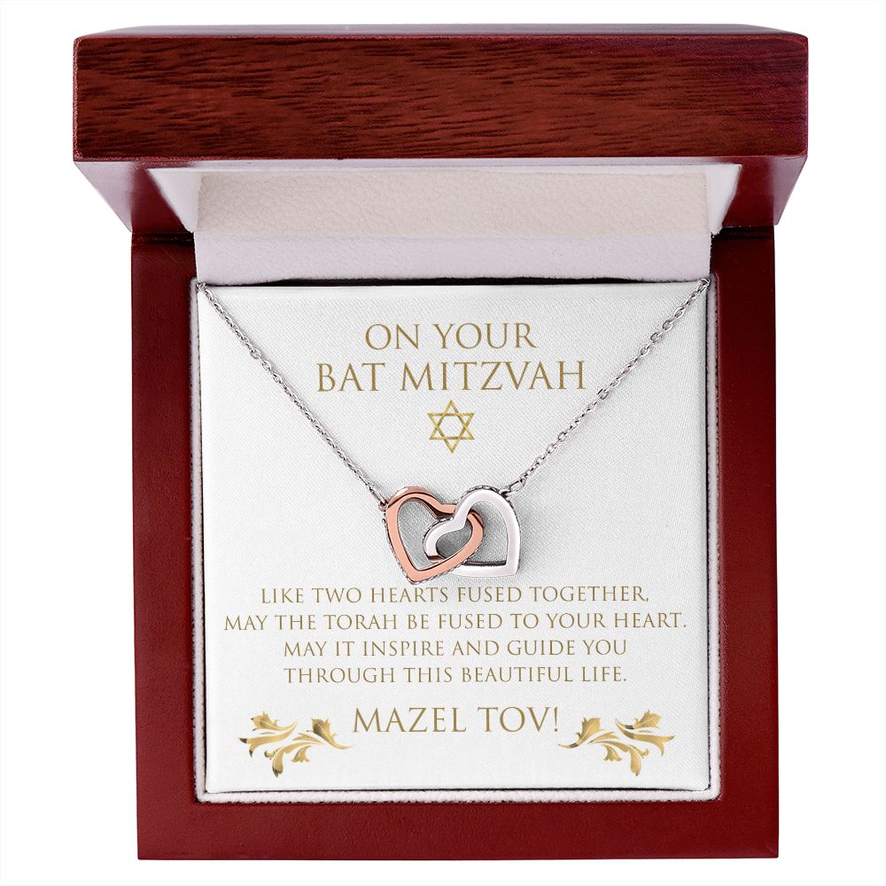 Bat Mitzvah Interlocking Hearts Necklace