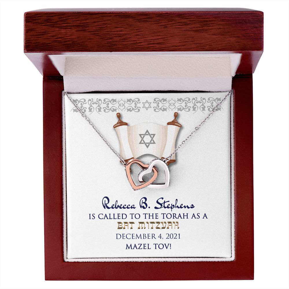 Bat Mitzvah Personalized Message Card Necklace