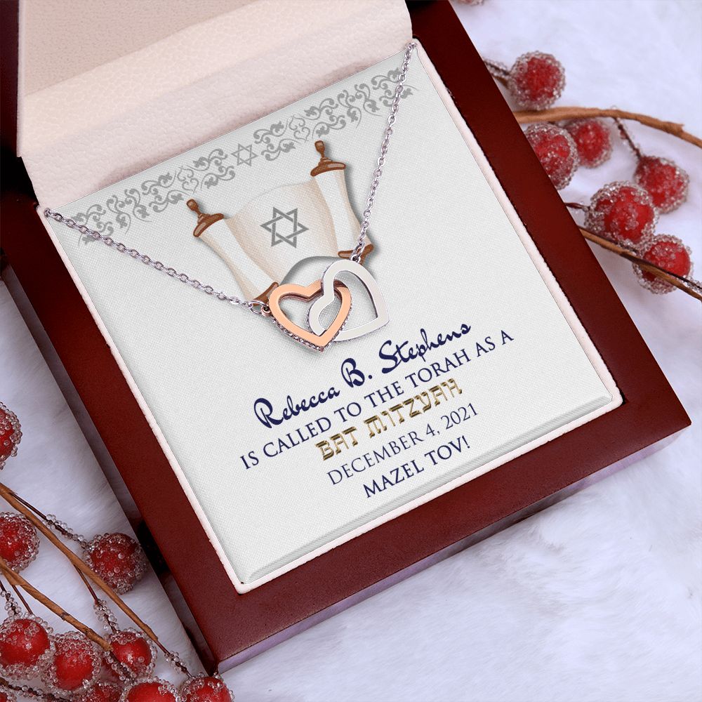 Bat Mitzvah Personalized Message Card Necklace