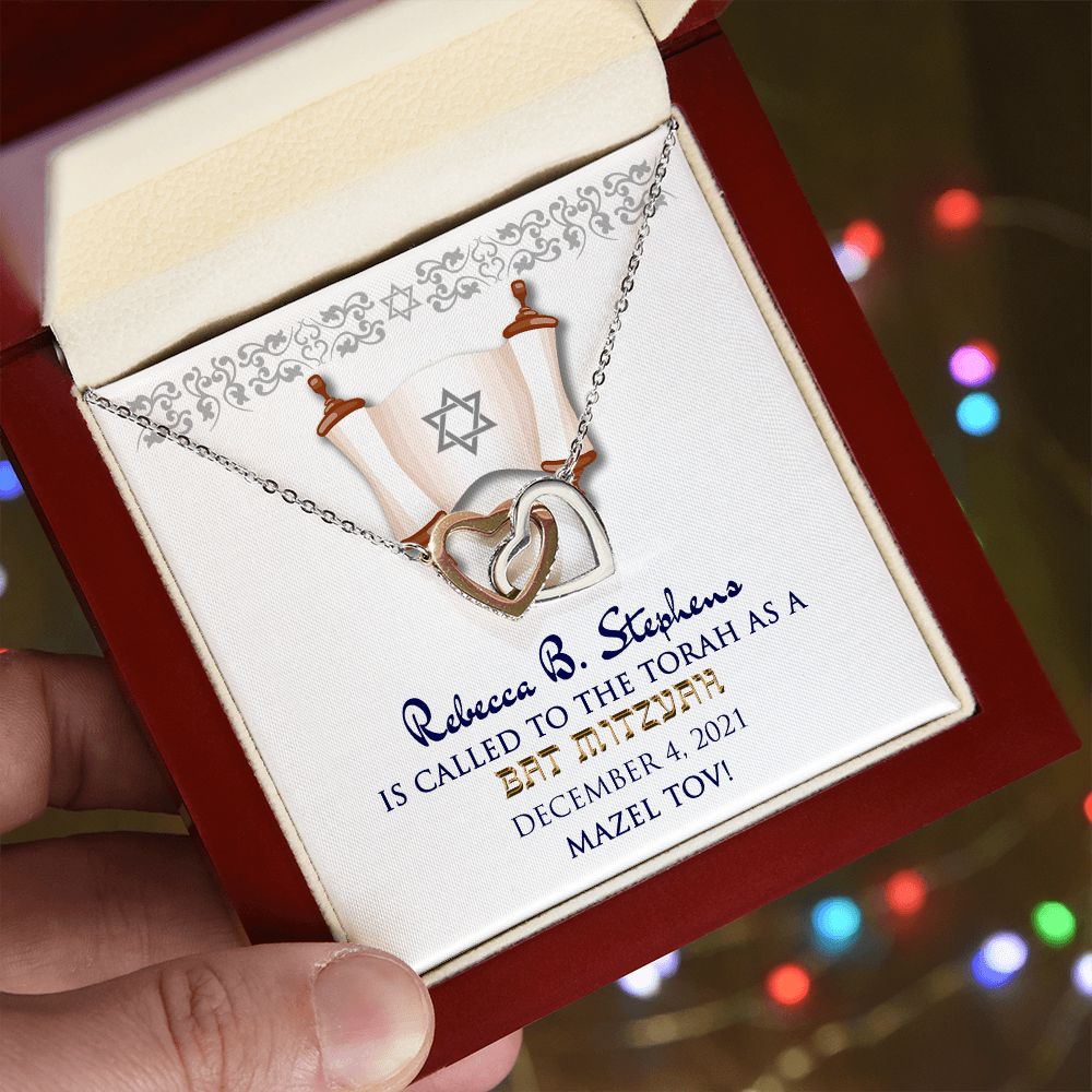 Bat Mitzvah Personalized Message Card Necklace