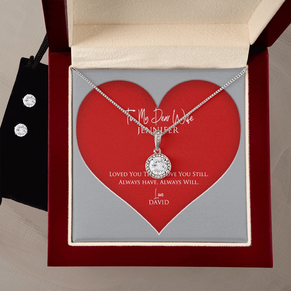 My Dear Wife Personalized Eternal Hope Necklace and Earring Set