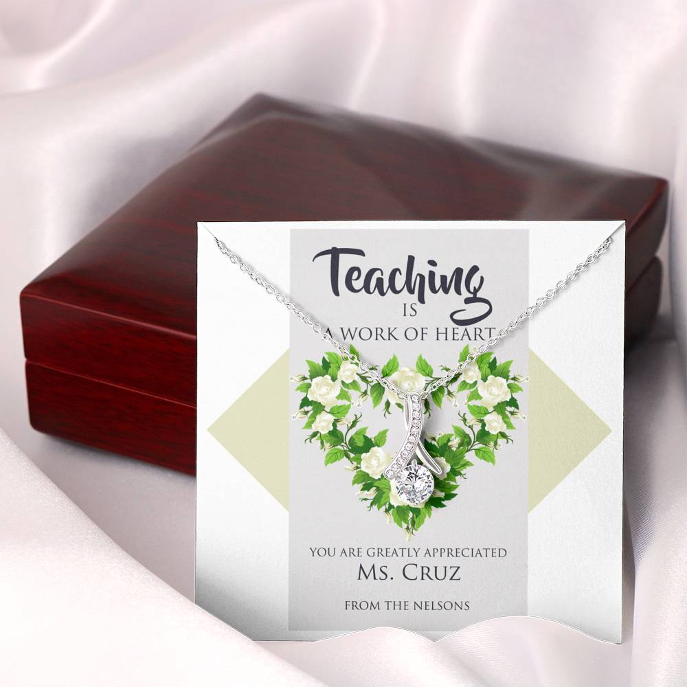 Personalized Teacher Appreciation Alluring Beauty Necklace