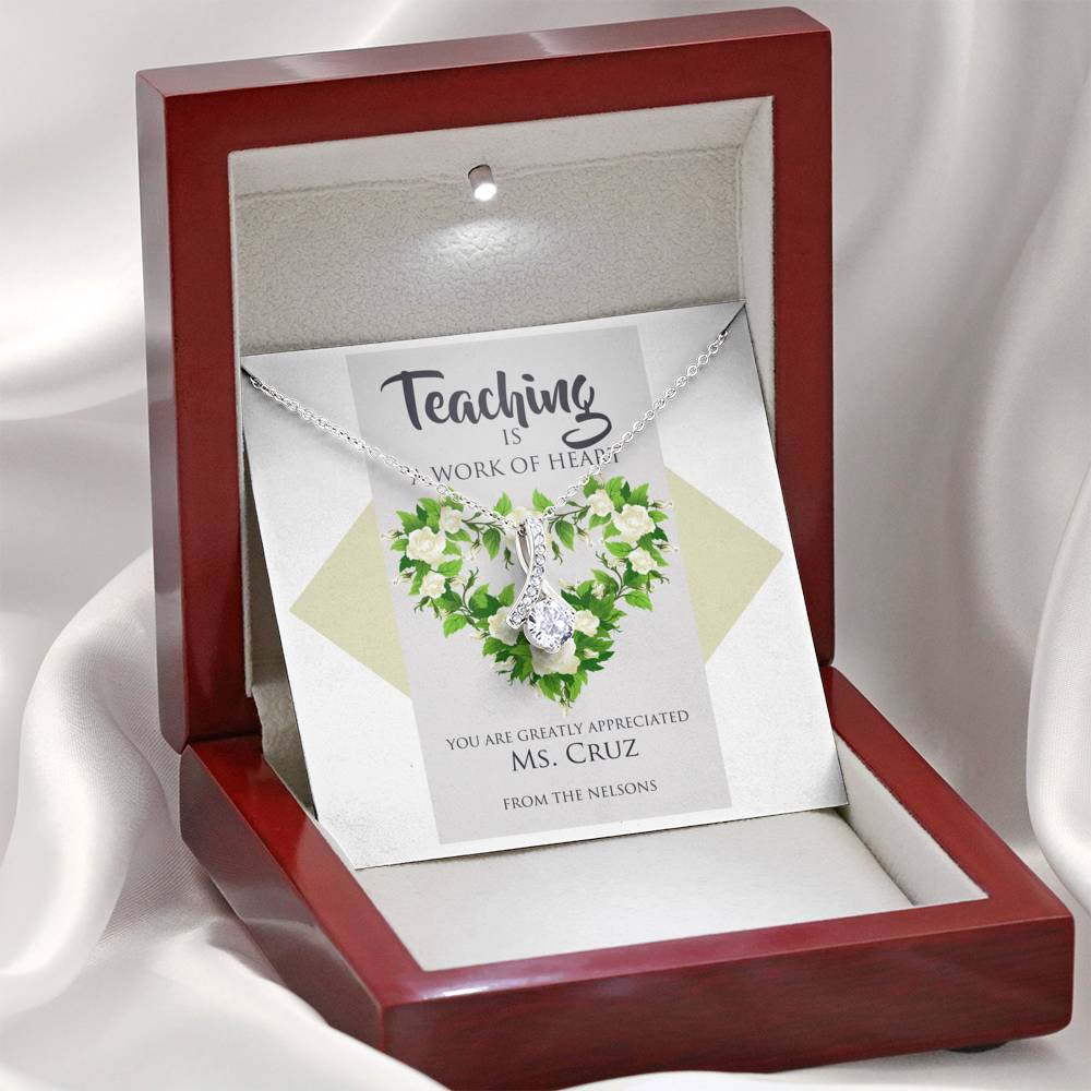 Personalized Teacher Appreciation Alluring Beauty Necklace