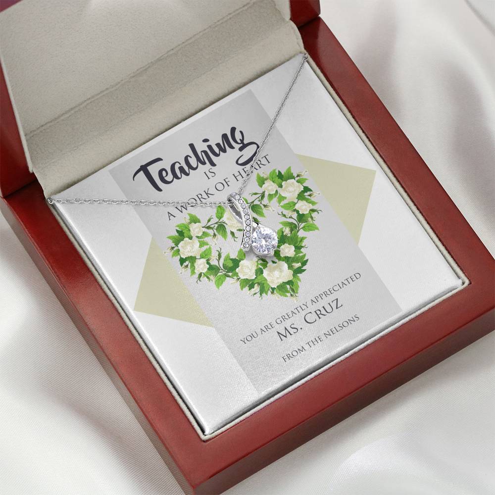 Personalized Teacher Appreciation Alluring Beauty Necklace