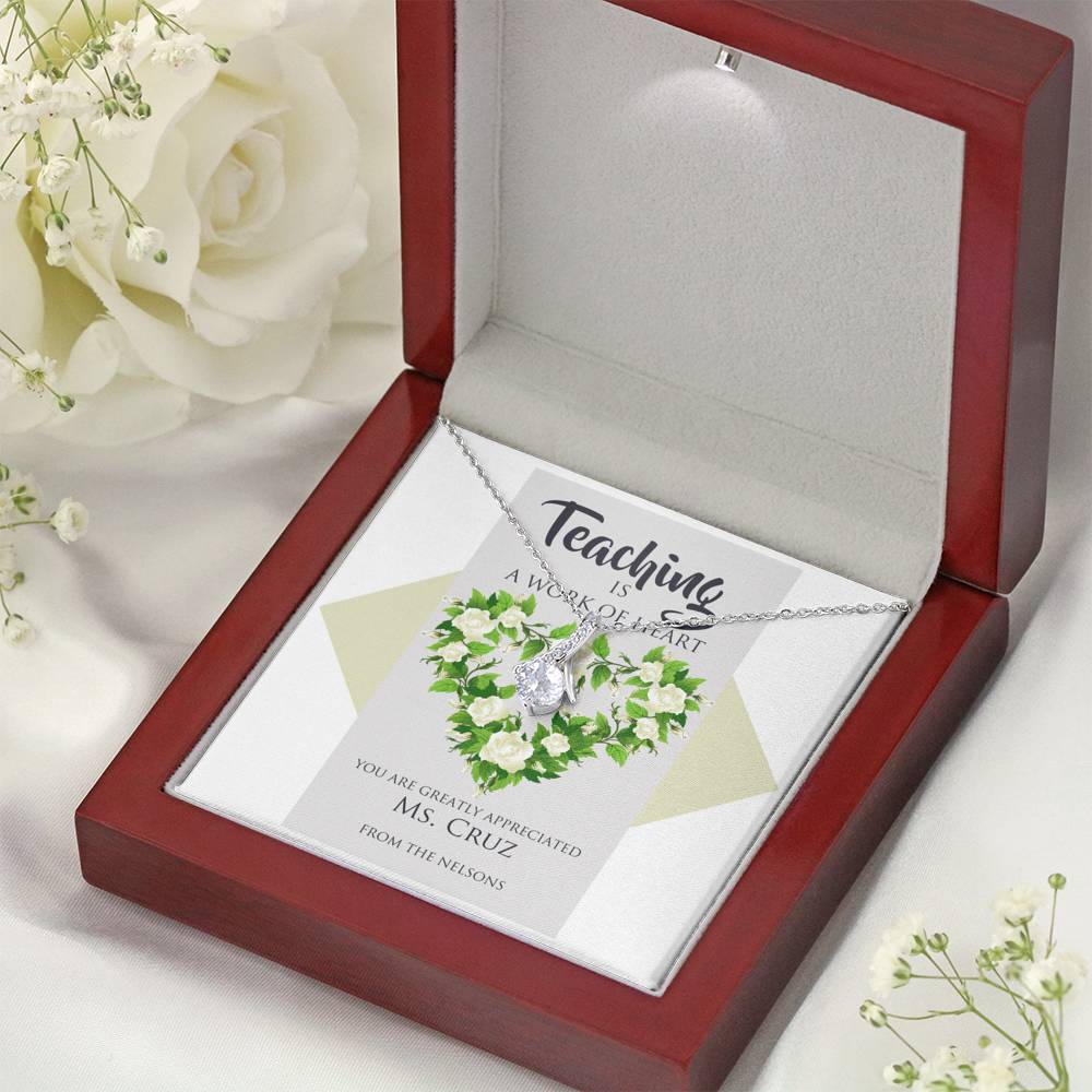 Personalized Teacher Appreciation Alluring Beauty Necklace