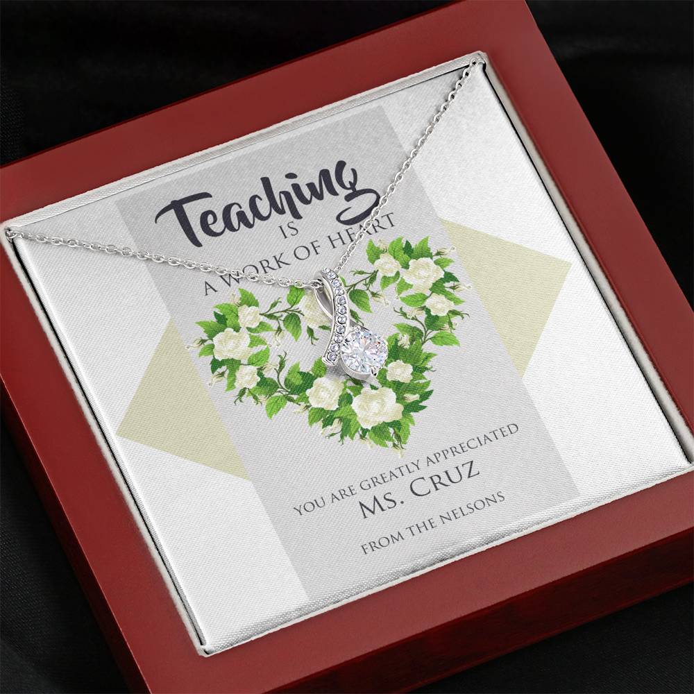 Personalized Teacher Appreciation Alluring Beauty Necklace