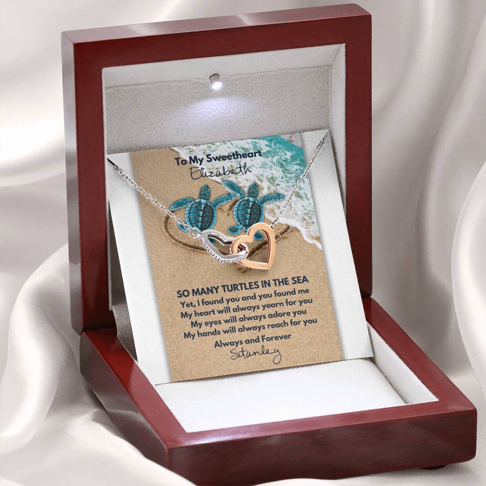 Personalized Turtle Souls Interlocking Hearts Necklace