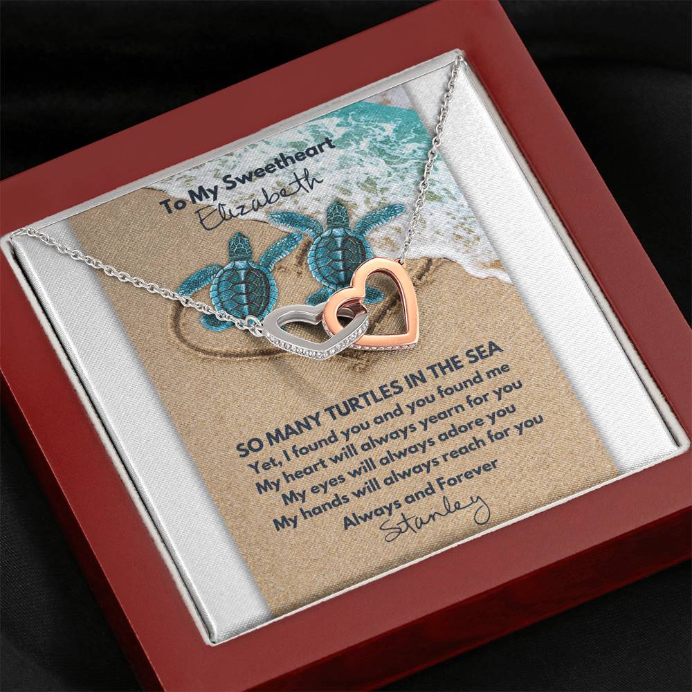 Personalized Turtle Souls Interlocking Hearts Necklace