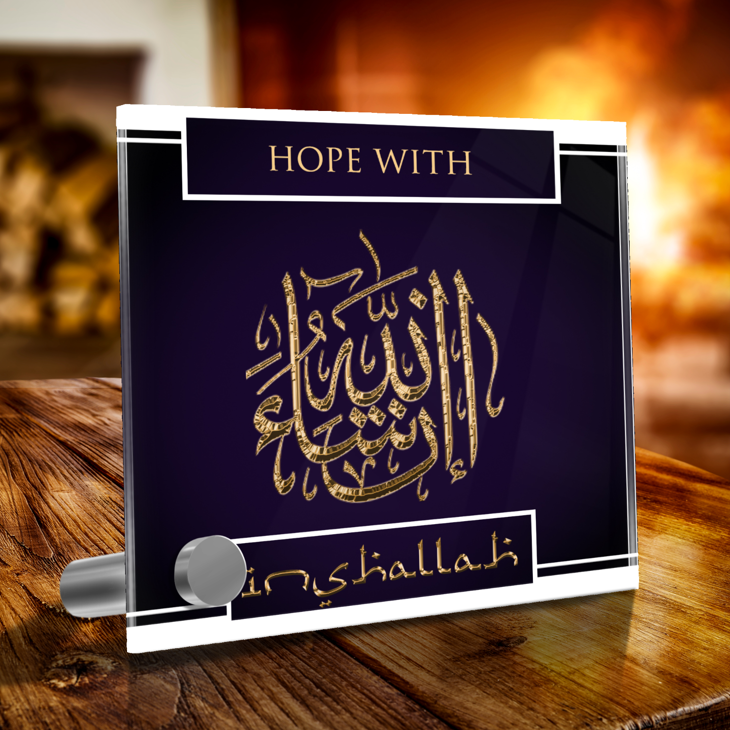 Hope With Inshallah Necklace and Lumen Glass Display