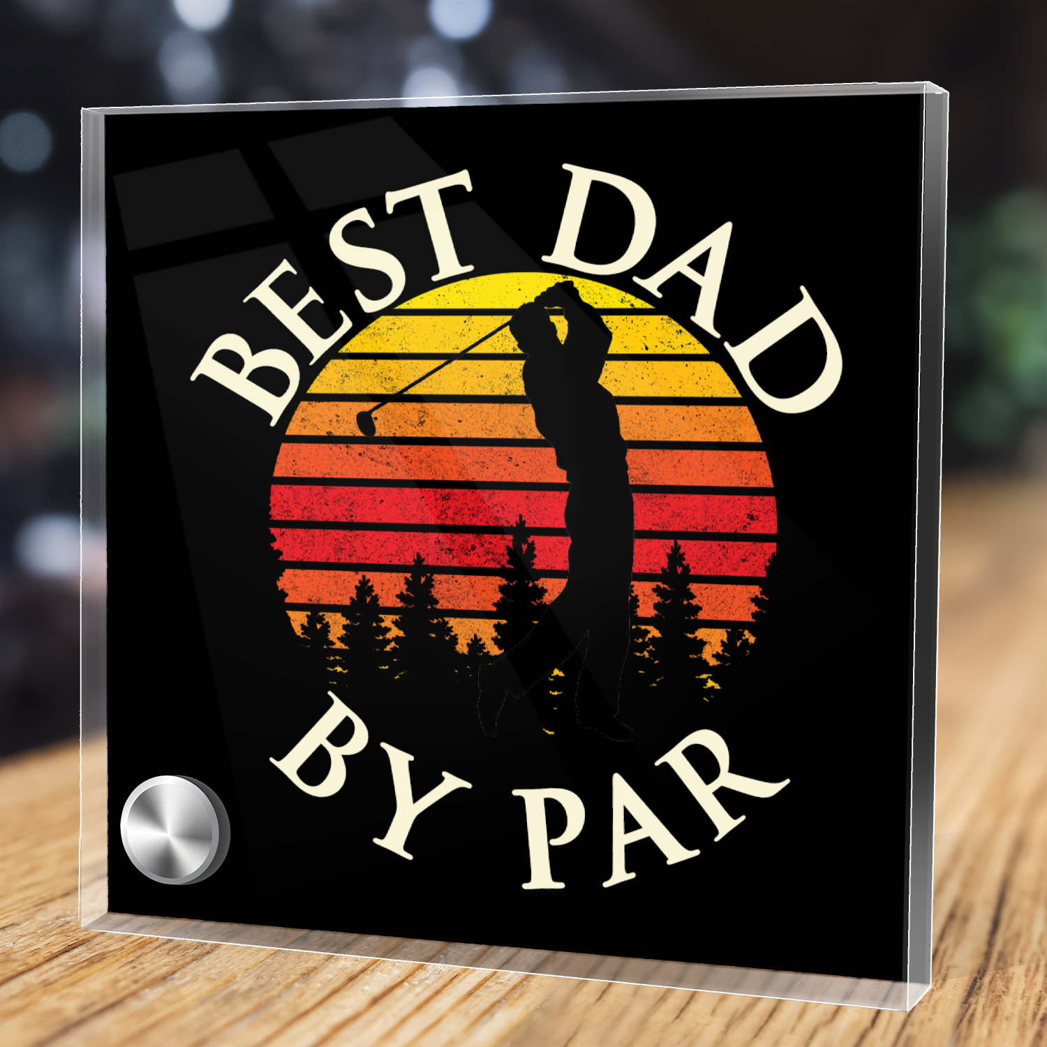 Best Dad by Par Polished Gold Cross With Lumenglass