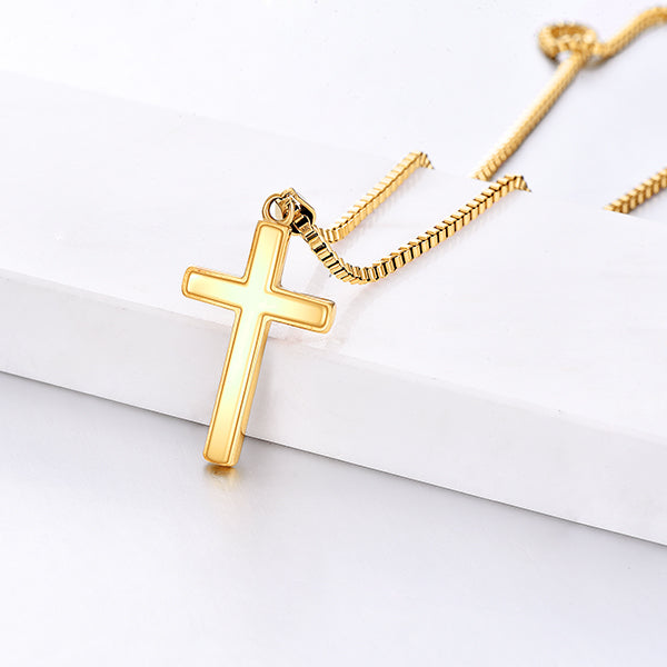 To My Husband Polished Gold Cross With Lumenglass